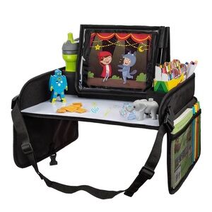 Lusso Gear Car Seat Tray, Travel Lap Desk Organizer, Snack & Cup Holder, Tablet